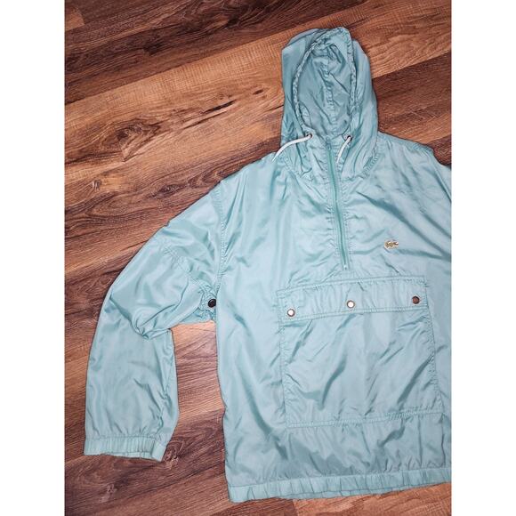 Vintage Lacoste Pullover Windbreaker Jacket Teal Green Half-Zip Hooded Men’s L - Picture 9 of 15